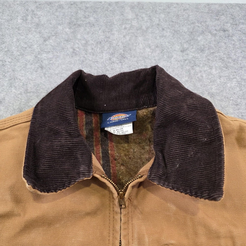 VTG Dickies Jacket Mens LT Brown Blanket Lined Bomber Workwear Corduroy Collar - Picture 5 of 14